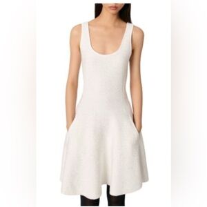 Maje sequin-embellished knit mini dress in white